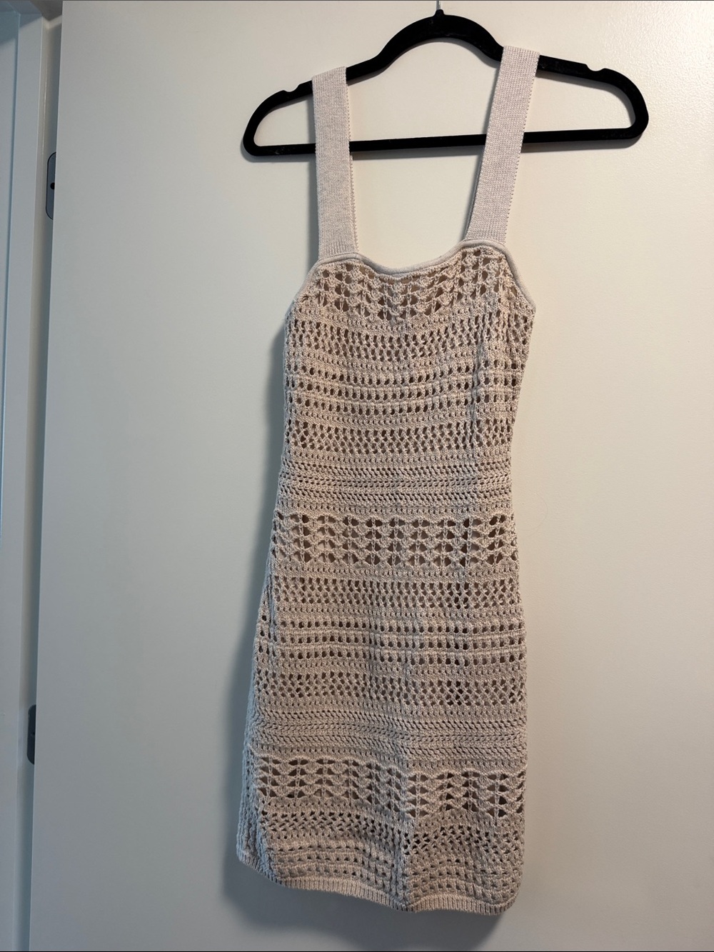 Beige Crochet Knit Tank Dress - Women